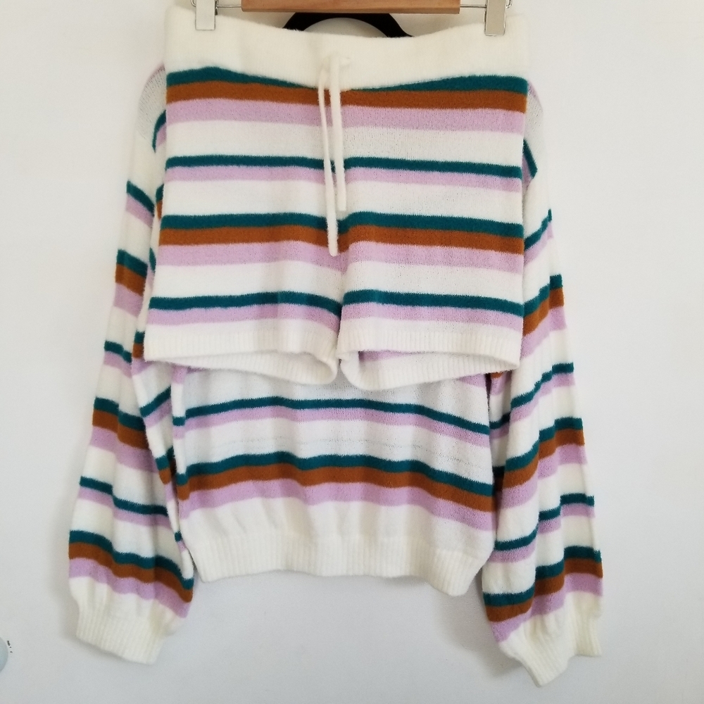 New L Space Sweater Short Set Striped Medium